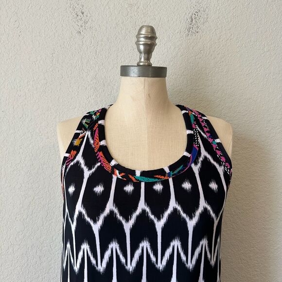 TRINA TURK x INC Africana Maxi Side Slit Dress in Black Ikat Print - Picture 2 of 14